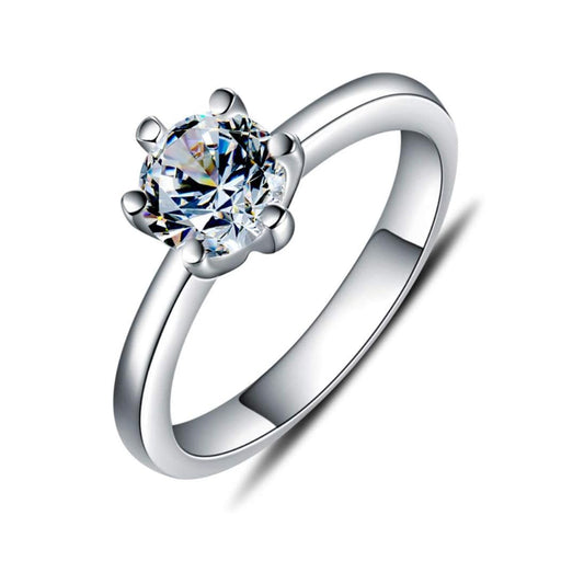 Anillo de Plata de Ley Y Moissanita 1 Quilate